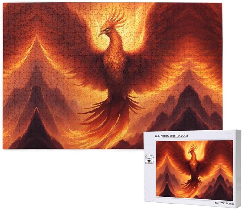 لغز طائر الفينيكس 1000 قطعة للبالغين ديكور المنزل 29.5 × 19.7 بوصة - Image 1